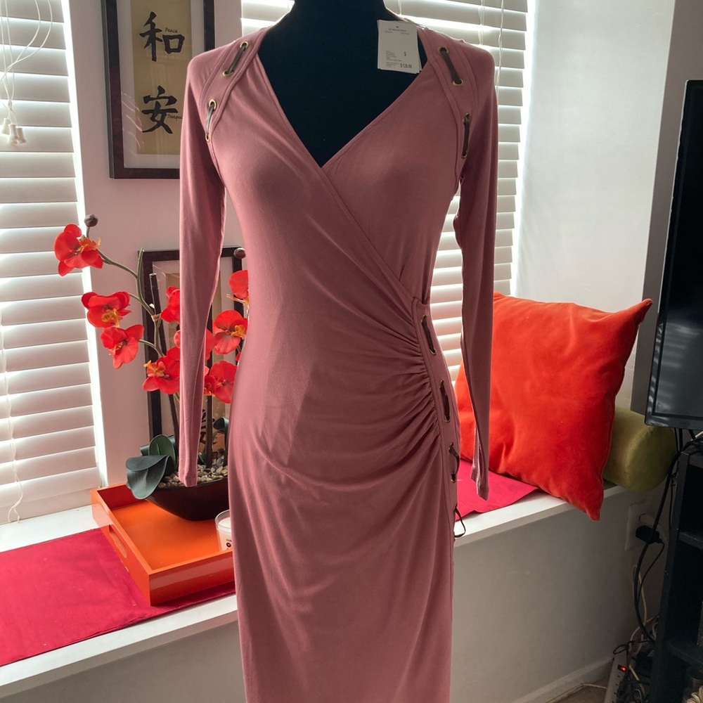 Rose Sexy Classy Dress with Leather Accents